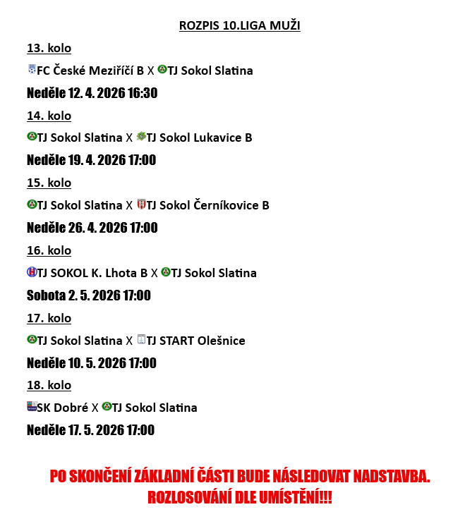 Rozpis fotbalových zápasů 2026