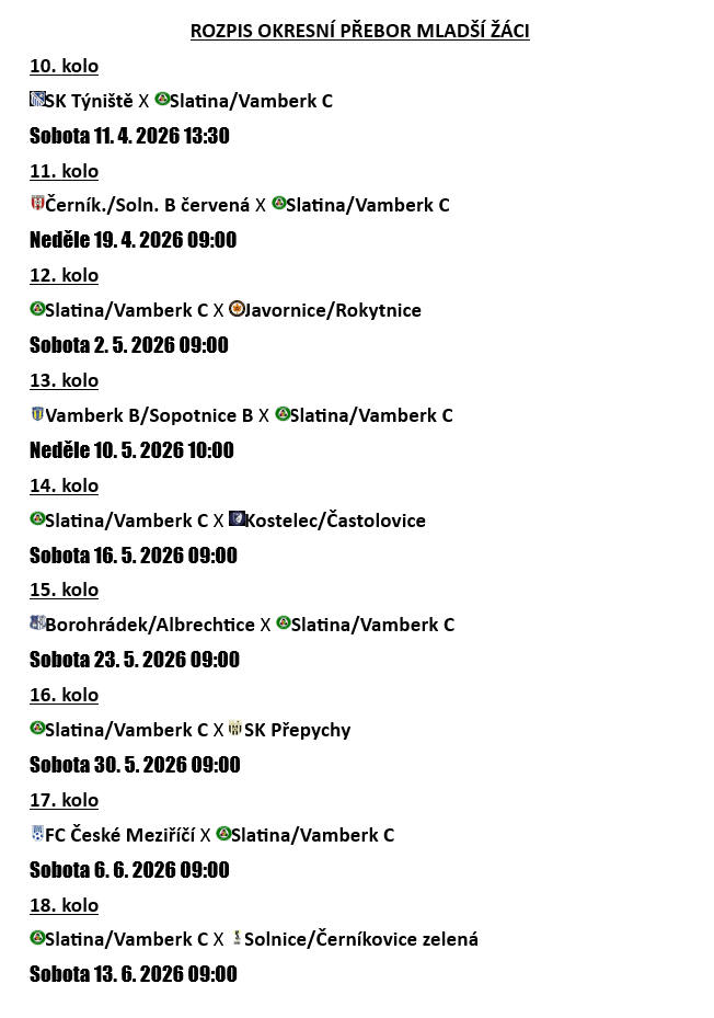 Rozpis fotbalových zápasů 2026