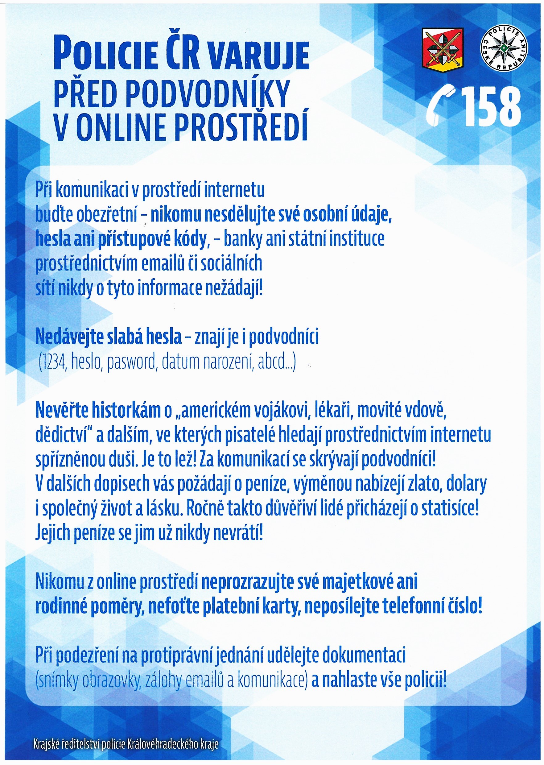 Pozor na podvodníky v online prostředí!