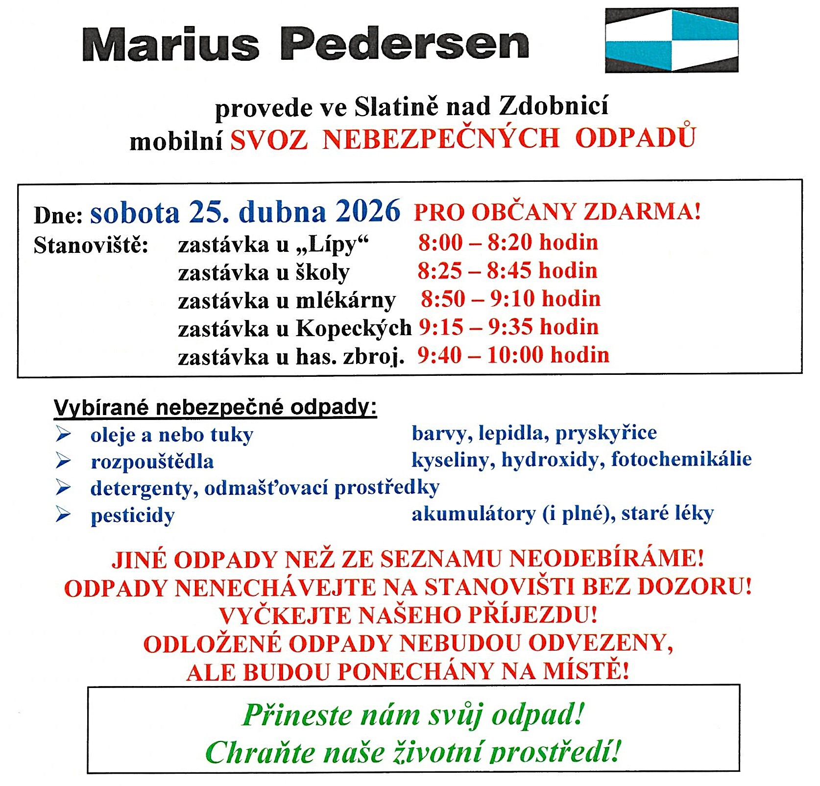 Svoz nebezpečného odpadu