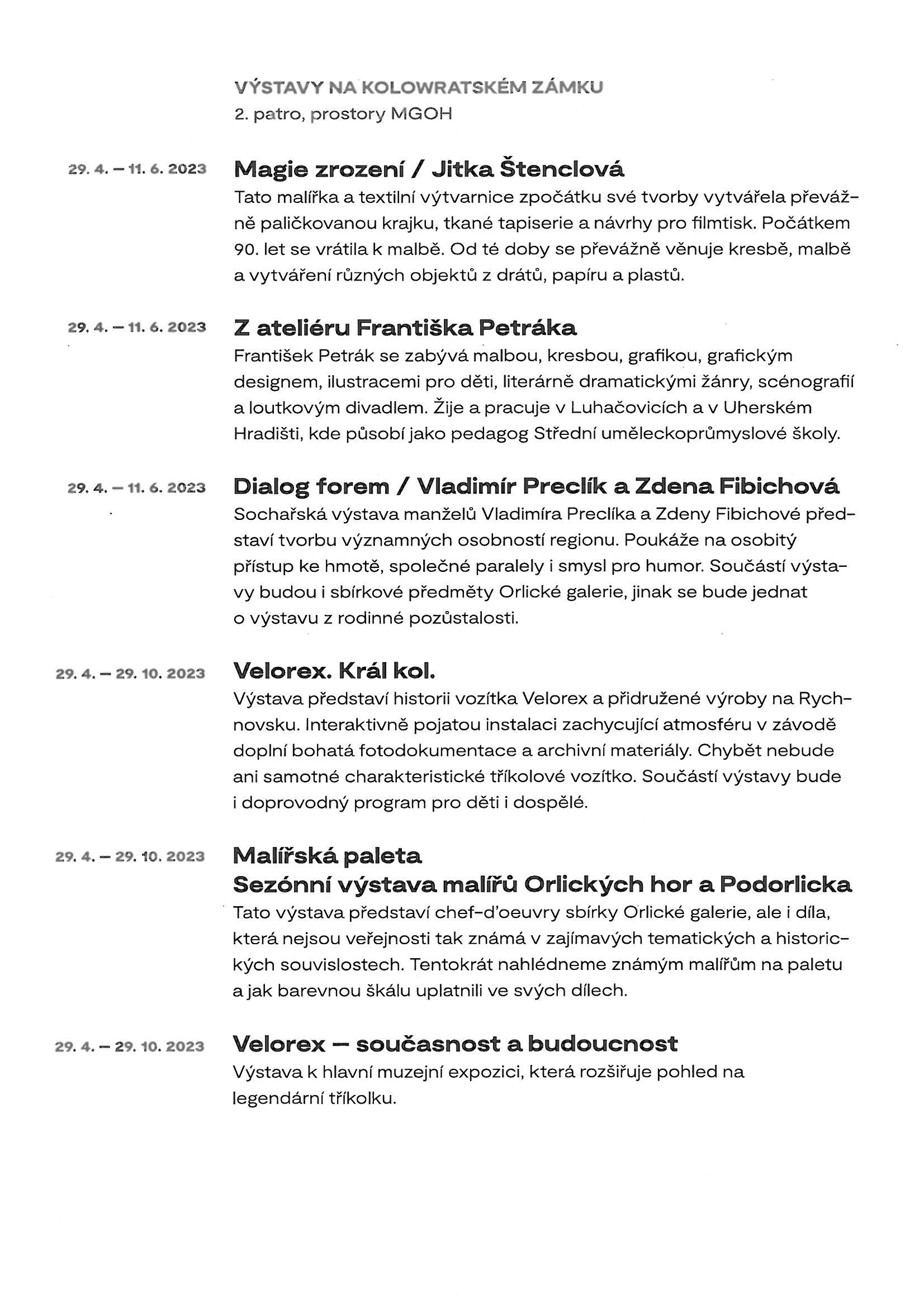 Víkendové kulturní akce v Rychnově a okolí