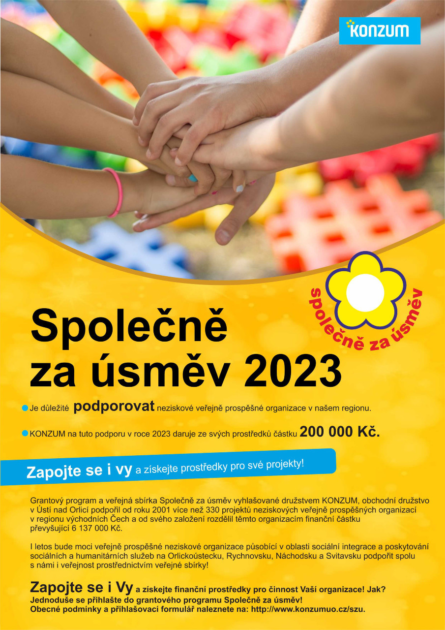 KONZUM VYHLAŠUJE GRANTOVÝ PROGRAM SPOLEČNĚ ZA ÚSMĚV